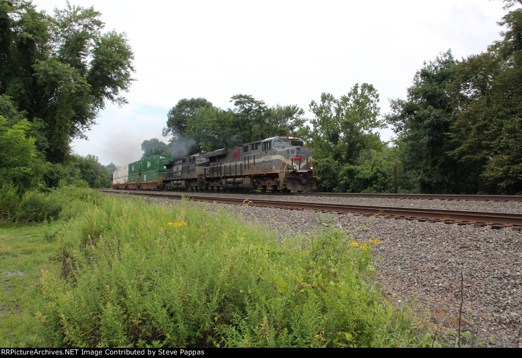 NS Monongahela heritage unit takes train 294 East past MP 116